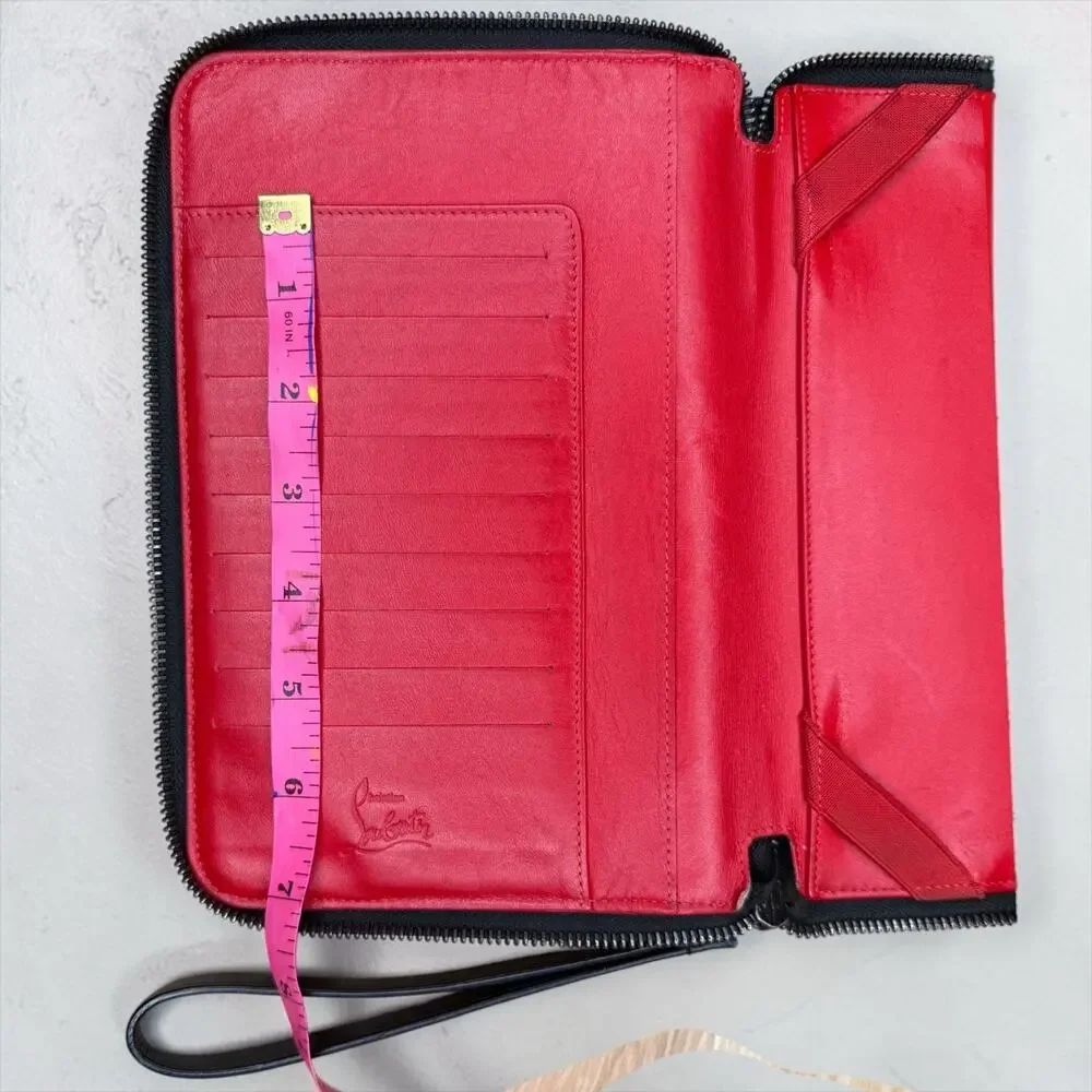Christian Louboutin Black Spiked Leather Tablet Case Clutch - Picture 4 of 10